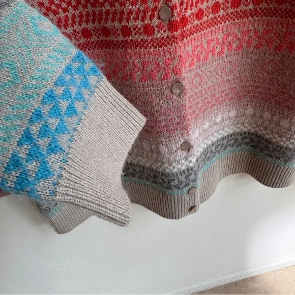 Talbots Pastel Multicolor Fairisle Stripe Lambswool Round Neck Womens Size M - Picture 5 of 12
